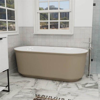 59' Oval Acrylic Bathtub Double Ended Freestanding Soaking Tub