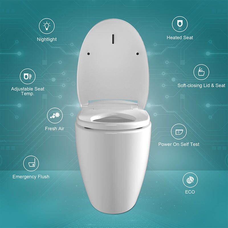 One-Piece Elongated Floor Smart Toilet with Seat Heating and Automatic Flushing