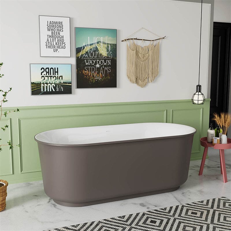 59' Oval Acrylic Bathtub Double Ended Freestanding Soaking Tub