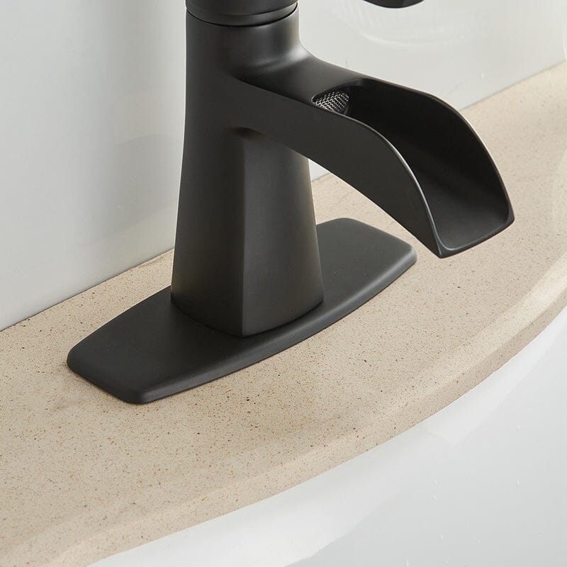 Waterfall Single Hole Single-Handle Low-Arc Bathroom Sink Faucet With Pop-up Drain Assembly