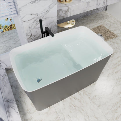 47'' Acrylic Rectangle Freestanding Built-in Seat Japanese Soaking Bathtub