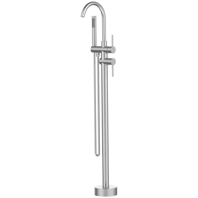 Floor Mount Bathtub Faucet Freestanding Tub Filler Brushed Nickel with Handheld Shower Swivel Spout