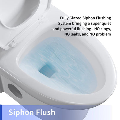 Powerful & Quiet Dual Flush Modern One Piece Toilet with Soft Closing Seat