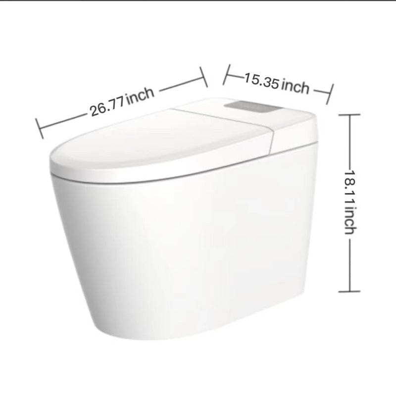 Multifunction U-Shaped Smart Toilet Automatic Flush with Remote Control/Foot Sensor/Night Light