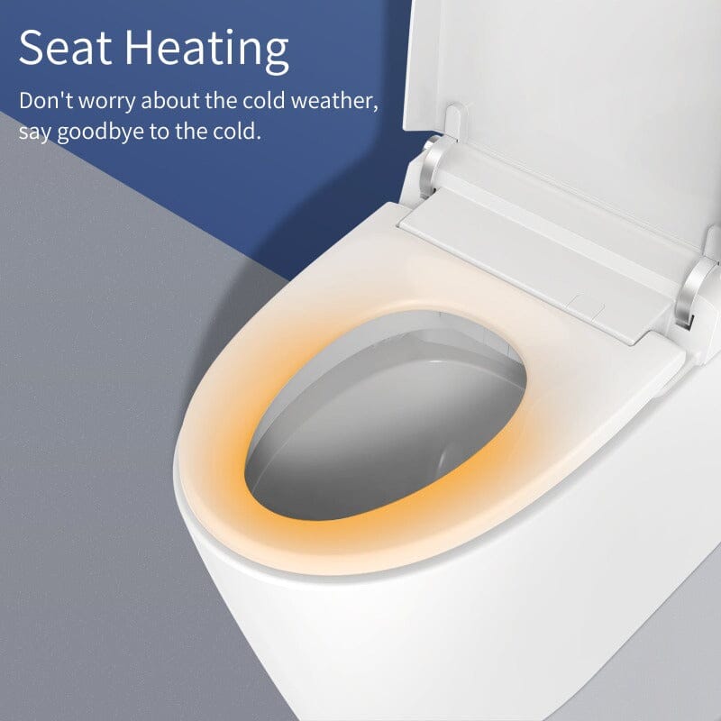 Multifunction U-Shaped Smart Toilet Automatic Flush with Remote Control/Foot Sensor/Night Light