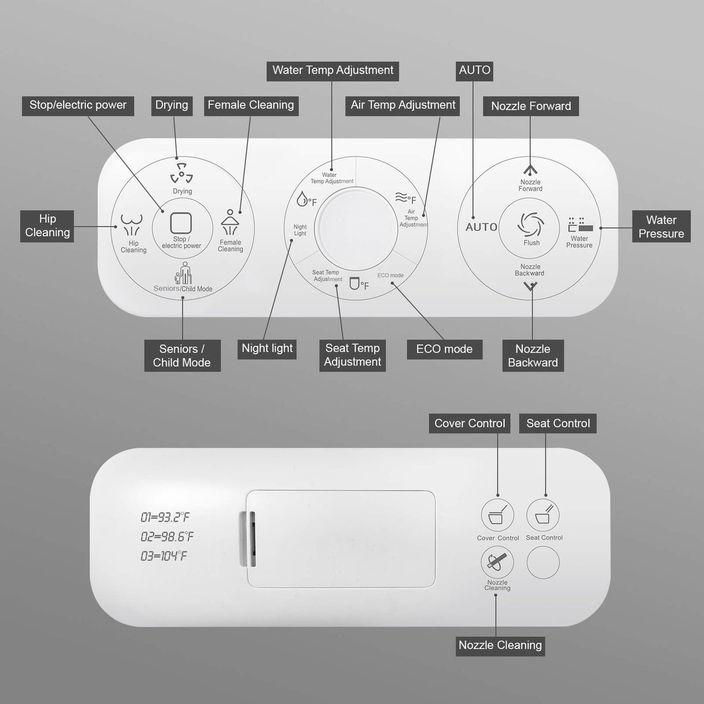 Smart Bidet Toilet with Remote Control, One Piece Tankless, Heated Seat, Elderly Mode and Child Mode