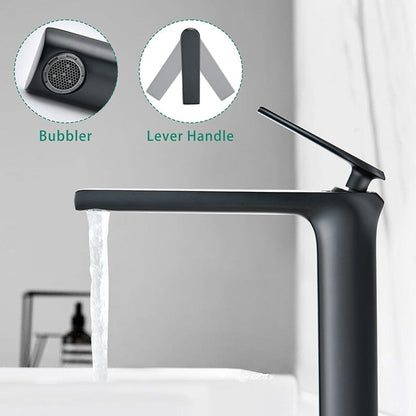 Modern Single Hole Single-Handle Bathroom Sink Faucet in Matte Black