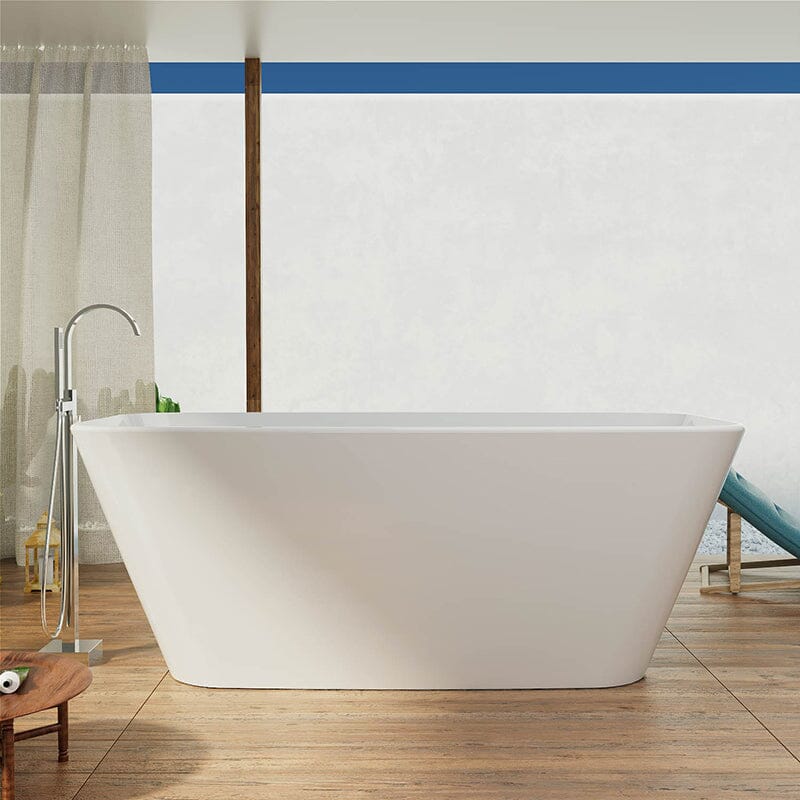 59'' Acrylic Tub Rectangle Freestanding Soaking Bathtub