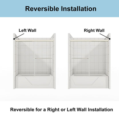 56-60"W x 58"H Shower Door Traditional Two-way Sliding with Handle