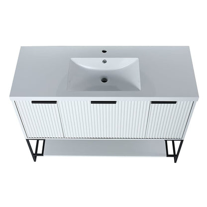 48 Inch Freestanding Bathroom Vanity with Stone Resin Basin, Large Storage Space