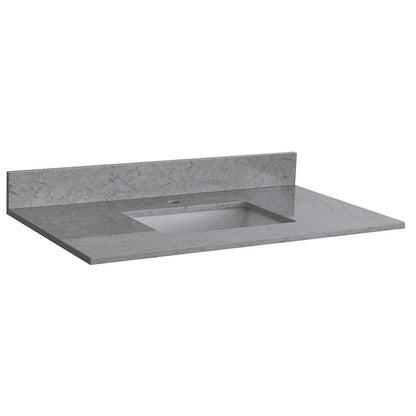 31 inches bathroom stone vanity top calacatta gray engineered marble color with undermount ceramic sink and single faucet hole with backsplash