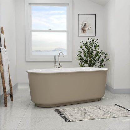 59' Oval Acrylic Bathtub Double Ended Freestanding Soaking Tub