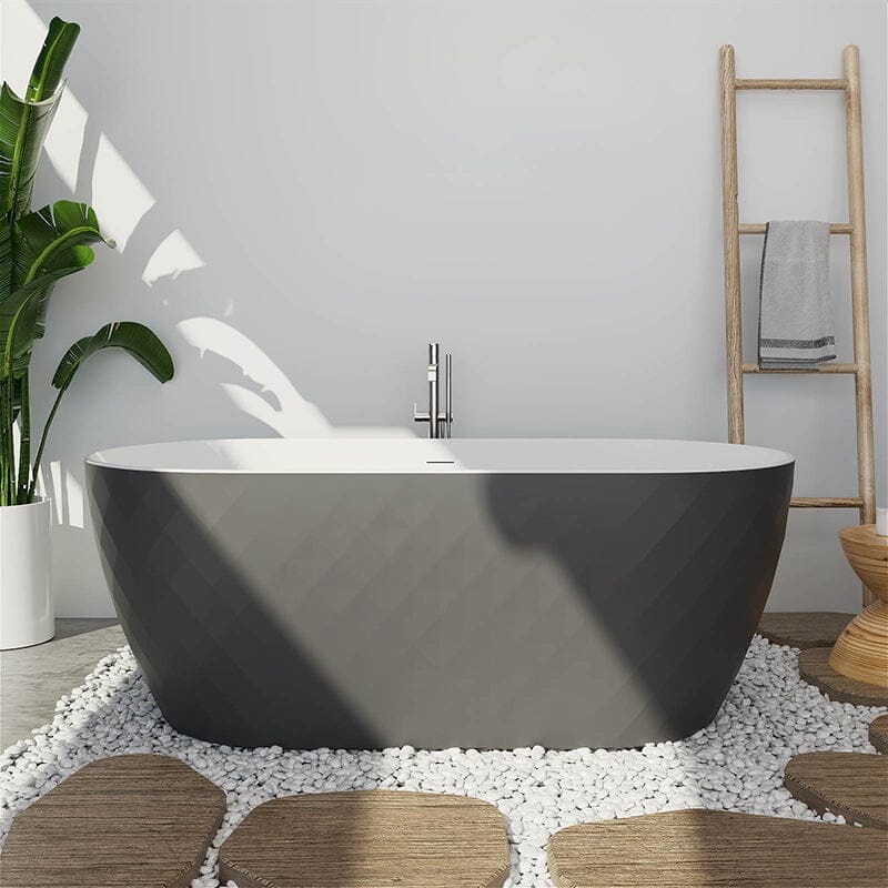 59'' Unique Design Oval Acrylic Bathtub Freestanding Soaking Tub