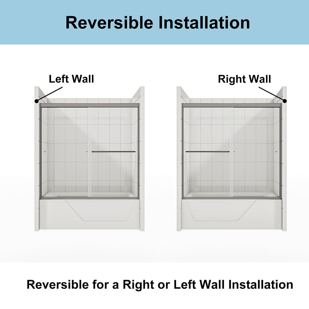 56-60"W x 58"H Shower Door Traditional Two-way Sliding with Handle