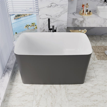 47'' Acrylic Rectangle Freestanding Built-in Seat Japanese Soaking Bathtub