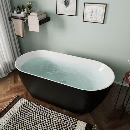 59'' Unique Design Oval Acrylic Bathtub Freestanding Soaking Tub