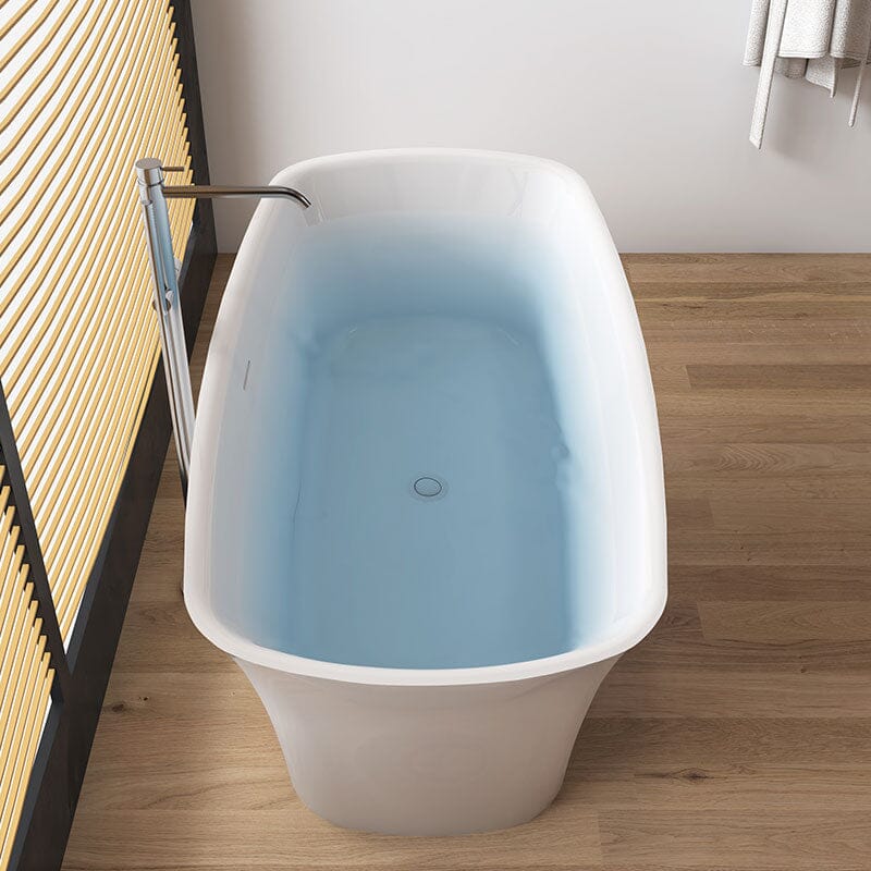 59'' Acrylic Curve Shape Freestanding Bathtub Japanese Soaking Tub