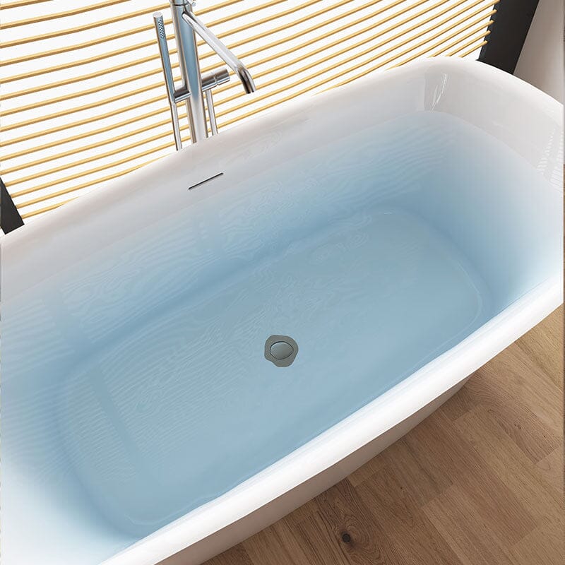 59'' Acrylic Curve Shape Freestanding Bathtub Japanese Soaking Tub