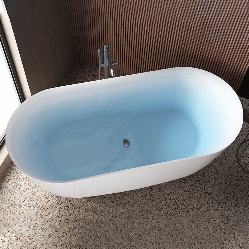 67" Acrylic Oval Large Space Freestanding Soaking Bathtub White