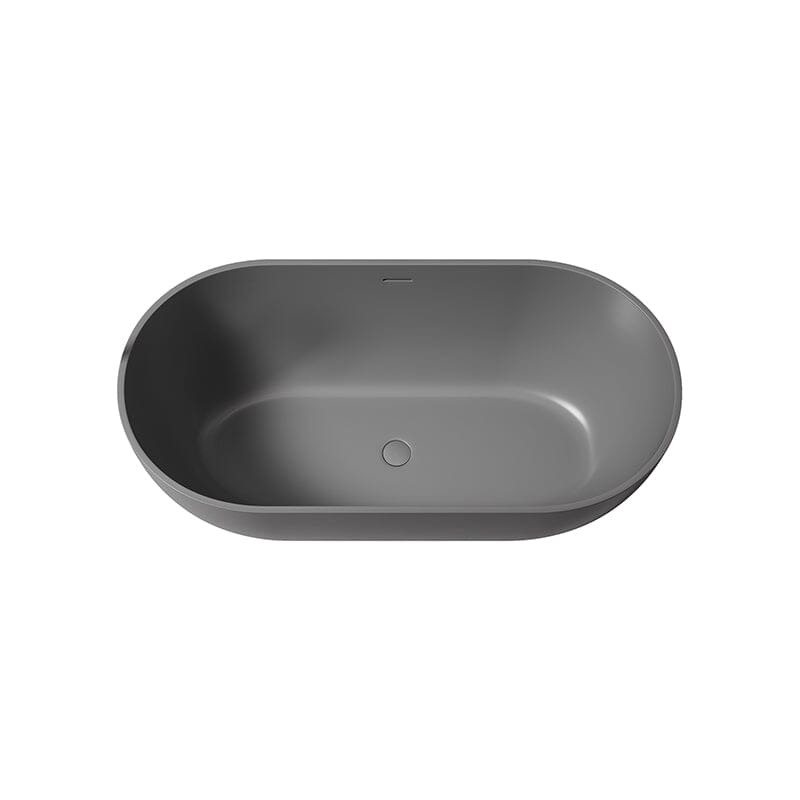 59'' Modern Bathtub Solid Surface Stone Resin Oval-shaped Freestanding Soaking Tub