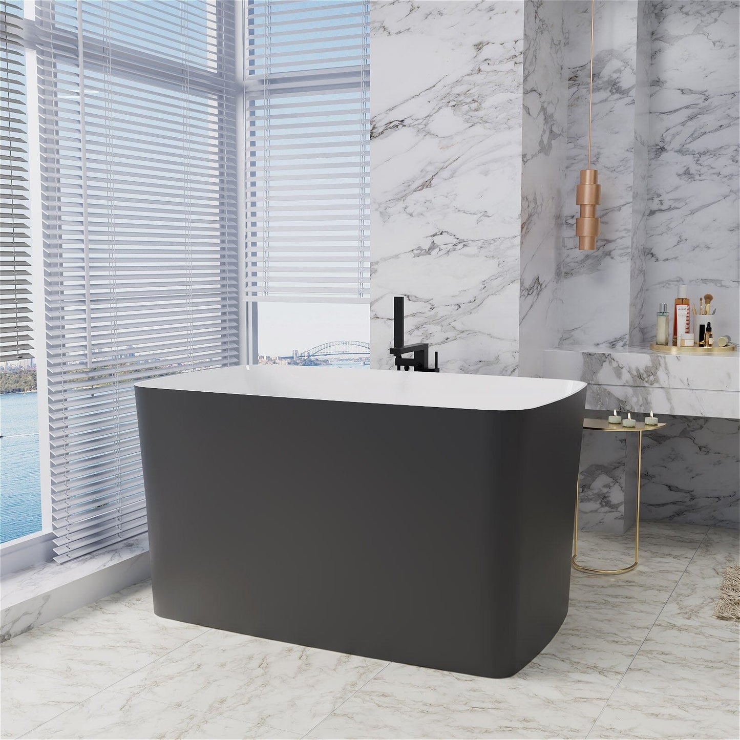 47'' Acrylic Rectangle Freestanding Built-in Seat Japanese Soaking Bathtub