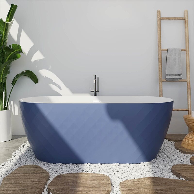 59'' Unique Design Oval Acrylic Bathtub Freestanding Soaking Tub