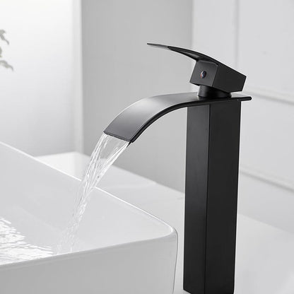 Waterfall Single Hole Single Handle Bathroom Sink Faucet With Pop-up Drain Assembly