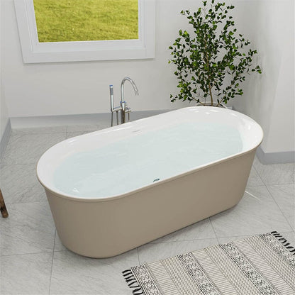 59' Oval Acrylic Bathtub Double Ended Freestanding Soaking Tub