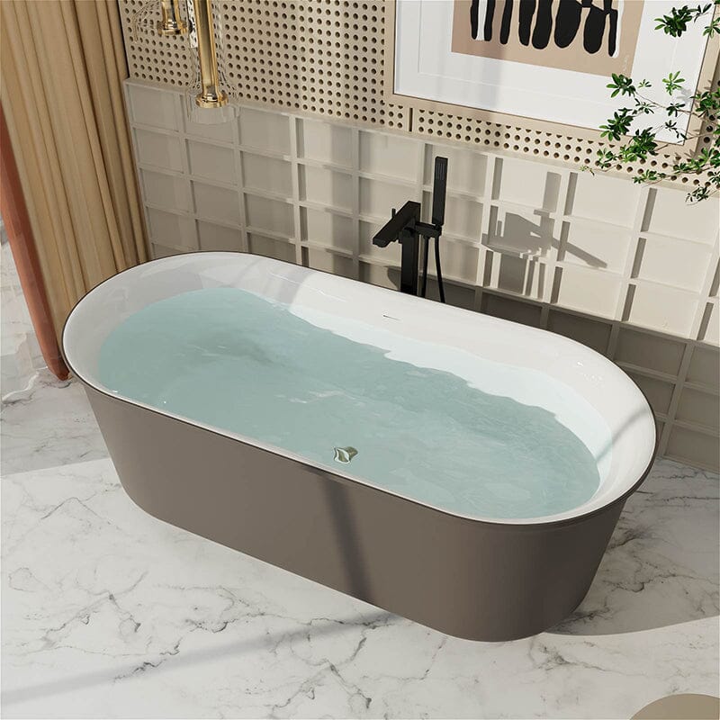 59' Oval Acrylic Bathtub Double Ended Freestanding Soaking Tub