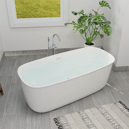 67'' Rounded Rectangle Acrylic Tub Double Ended Freestanding Soaking Bathtub