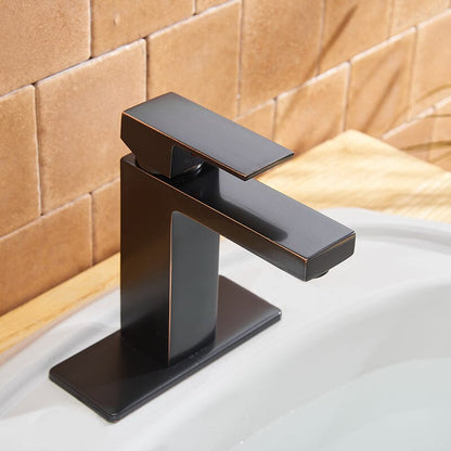 Modern Single Hole Low Arc Bathroom Sink Faucet Single Handle Solid Brass with Pop Up Drain