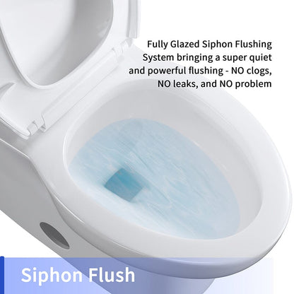 One-Piece Elongated Toilet Siphon Jet 1.28GPF Flushing with Bidet Sprayer