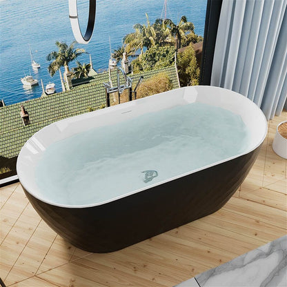 59'' Unique Design Oval Acrylic Bathtub Freestanding Soaking Tub