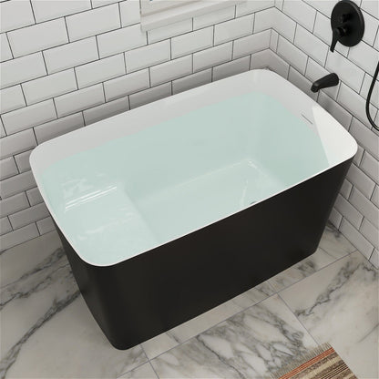 47'' Acrylic Rectangle Freestanding Built-in Seat Japanese Soaking Bathtub