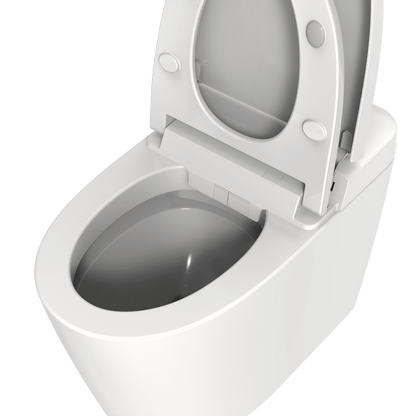 Multifunction U-Shaped Smart Toilet Automatic Flush with Remote Control/Foot Sensor/Night Light