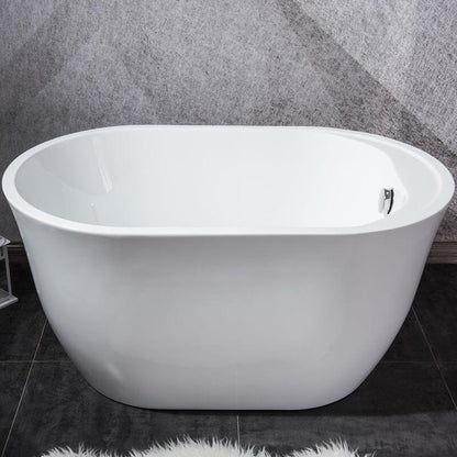 47'' Acrylic Flatbottom Modern Oval Small Freestanding Bathtub in Glossy White