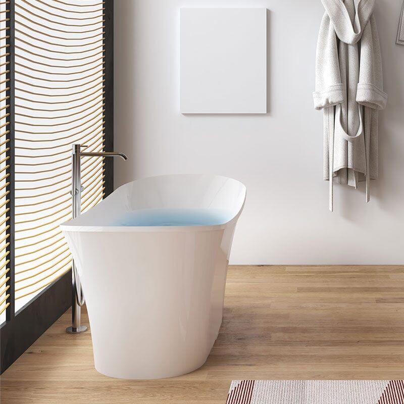 67'' Acrylic Curve Shape Freestanding Bathtub Japanese Soaking Tub