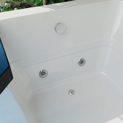 67'' Alcove Whirlpool Tub Air Jet Massage Bathtub with Hand Shower and Led Light