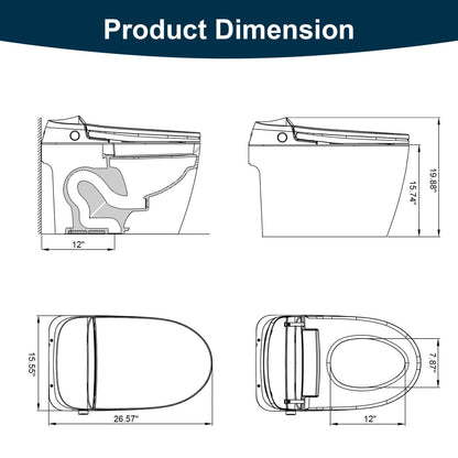 One-Piece Elongated Floor Smart Toilet with Remote Control and Automatic Cover