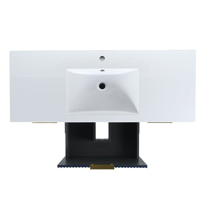 48 Inch Freestanding Bathroom Vanity with Stone Resin Basin, Large Storage Space