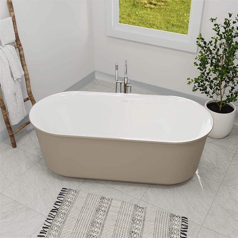 59' Oval Acrylic Bathtub Double Ended Freestanding Soaking Tub