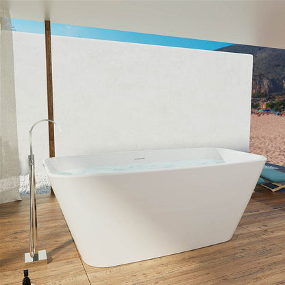 59'' Acrylic Tub Rectangle Freestanding Soaking Bathtub