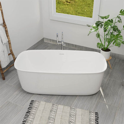 67'' Rounded Rectangle Acrylic Tub Double Ended Freestanding Soaking Bathtub