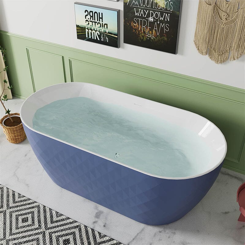 59'' Unique Design Oval Acrylic Bathtub Freestanding Soaking Tub