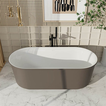 59' Oval Acrylic Bathtub Double Ended Freestanding Soaking Tub