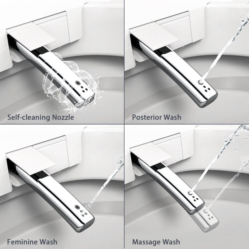 Multifunction U-Shaped Smart Toilet Automatic Flush with Remote Control/Foot Sensor/Night Light