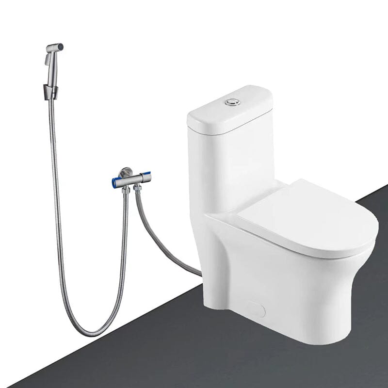 One-Piece Elongated Toilet Silent Siphon Jet Double Flushing with Bidet Sprayer