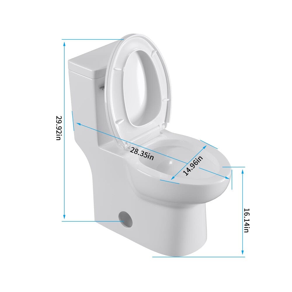 One-Piece Elongated Toilet Siphon Jet 1.28GPF Flushing with Bidet Sprayer