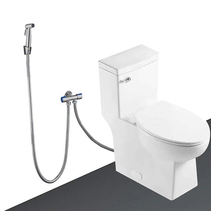 One-Piece Elongated Toilet Siphon Jet 1.28GPF Flushing with Bidet Sprayer