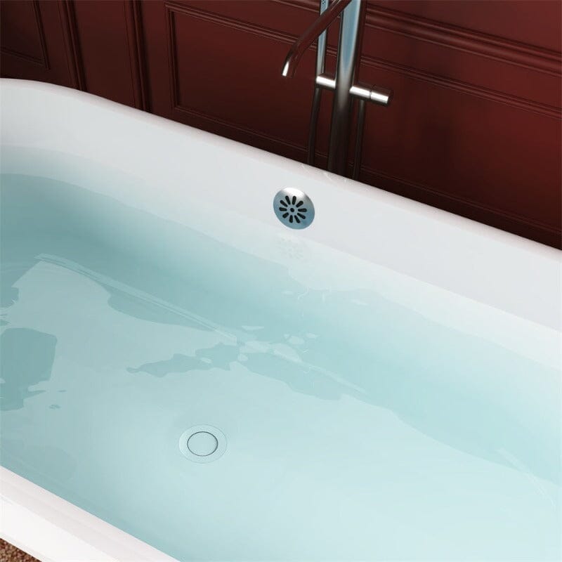 67'' Acrylic Double-Slipper Clawfoot Bathtub Freestanding Soaking Tub with Drain